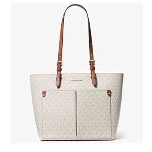 Michael Kors Jet Set Medium Vegan Leather Travel Tote in Vanilla/Cream NWT